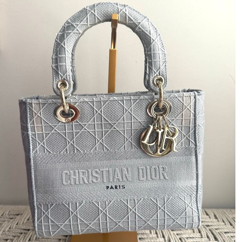 Christian Dior Lady D-Lite Bag Cannage Embroidered Canvas Medium